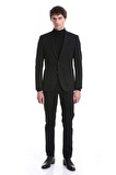 Siyah Slim Fit Düz Mono Yaka Klasik Ceket | 50