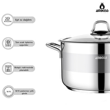 Amboss Saphire Paslanmaz Çelik 14 cm Cam Kapaklı Derin Tencere