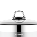 Amboss Saphire Paslanmaz Çelik 14 cm Cam Kapaklı Derin Tencere