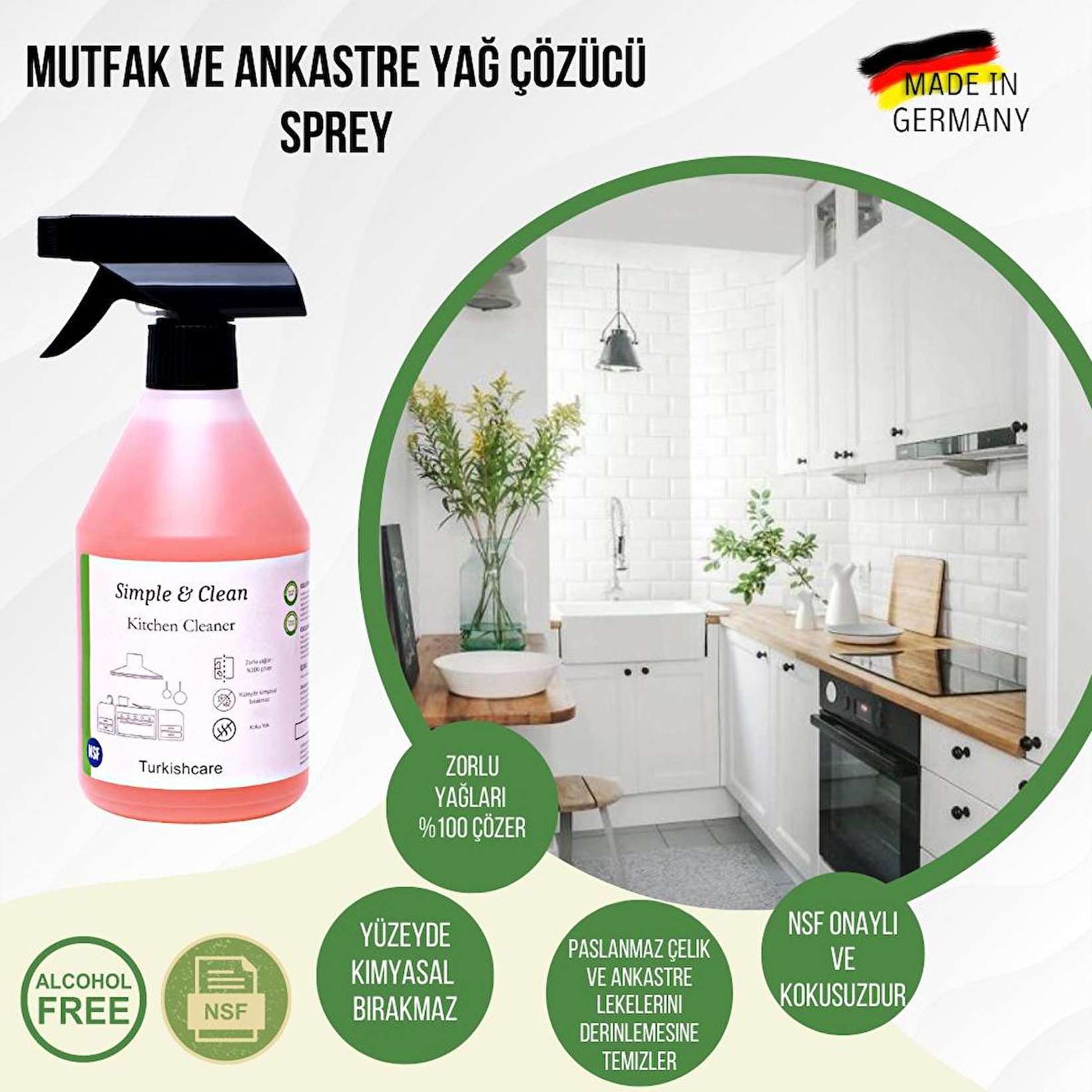 Simple & Clean Banyo ve Mutfak Temizleme Spreyi 2'li Paket 2x500ml ...