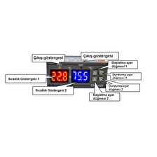 STC-3008 220V 10A Çift Ekranlı Çift Problu Termostat Kuluçka Makinalarına Uygun