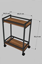 Servis Sunum Arabası Ev Tipi Iki Katlı Şişe Bölmeli Servant Bar Cart Atlantik Çam