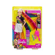 Barbie Gökkuşağı Renkli Saçlar Bebeği ve Saç Aksesuarları FXN96 (GKO: 7420)