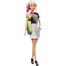 Barbie Gökkuşağı Renkli Saçlar Bebeği ve Saç Aksesuarları FXN96 (GKO: 7420)