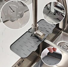 Su Engelleyici Mutfak Banyo Lavabo Musluk Kenarı Silikon Mat Sıçrama Engelleme Matı