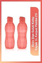 Eco+ Şişe Suluk Kolay Kapak 1L Karpuz Pembe 2'li