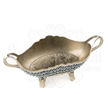 Nazar Taşlı ve Swarovski Taşlı Ayaklı Gondol Nikel - Şık Meyvelik Söz Nişan Çikolatası Aksesuarı 