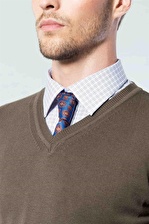 Tudors Slim Fit Dar Kesim V Yaka Pamuklu Erkek Kaz