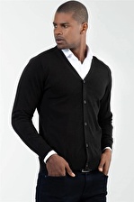 Tudors Slim Fit Dar Kesim Düğmeli Düz Pamuk Erkek Hırka