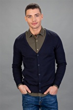 Tudors Slim Fit Dar Kesim Düğmeli Düz Pamuk Erkek Hırka