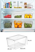 Buzdolabı Organizer Düzenleyici Şeffaf  3 Adet Büyük Boy Sebze Meyve Saklama Kabı Kapaklı