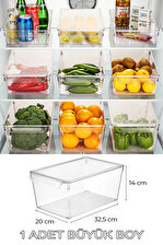Buzdolabı Organizer Düzenleyici Şeffaf Sebze Meyve Saklama Kabı Kapaklı 1 Adet Orta Boy