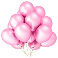 METALİK PEMBE BALON 20 ADET DOĞUM GÜNÜ HELYUM UYUMLU BALONEVİ
