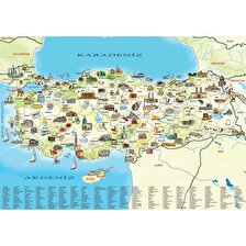 Türkiye Kültür Haritası ve İl Sınırlarına Göre Kesilmiş Türkiye Haritası 2'li Puzzle/Yapboz