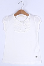 Kız Bebek Ekru 1-3 Yaş Dantelli T-Shirt 6640-2