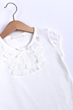 Kız Bebek Ekru 1-3 Yaş Dantelli T-Shirt 6640-2