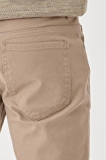 Erkek Bej Kanvas Slim Fit Dar Kesim 5 Cep Pantolon