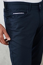 Erkek Lacivert Slim Fit Dar Kesim 5 Cep Chino Pantolon