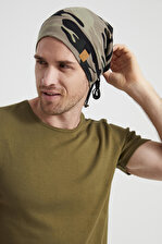 Erkek haki, kamuflaj desenli, ip detaylı 4 mevsim  Şapka Bere Buff -Ultra yumuşak doğal penye kumaş
