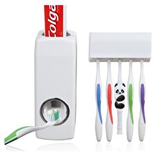 Diş Macunu Sıkma Makinesi Fırça Tutucu Macun Sıkacağı 5li Fırçalı