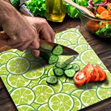 Decovetro Cam Kesme Tahtası Kare Misket Limon Desenli