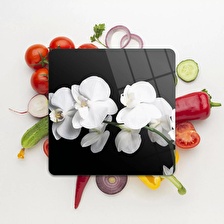 Decovetro Cam Kesme Tahtası Kare Orkide Desenli 30x30 Cm