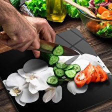 Decovetro Cam Kesme Tahtası Kare Orkide Desenli 30x30 Cm