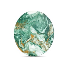 Decovetro Cam Kesme Tahtası Yuvarlak Yeşil Gold Mermer Desenli 30x30 Cm