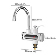TechTic  Elektrikli Ani Su Isıtıcı Musluk Sıcak Su Termal Şofben Banyo Mutfak Musluk Bataryası Sıcaklık Göstergeli(Alttan Girişli)