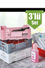 Kasa Sepet 3'lü Set Çok Amaçlı Mini Plastik Organizer Mutfak Düzenleyiciler 17x10x6 cm
