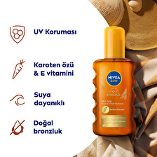 NIVEA Sun SPF6 Karoten Özlü Yoğun Bronzlaştırıcı Güneş Yağı  200 ml Sprey,Doğal Bronzluk