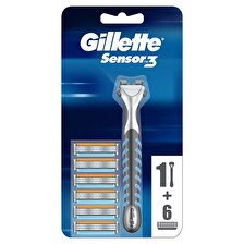 Gillette Sensor 6'lı 3 Bıçaklı Tüm Cilt Tipleri İçin Manuel Tıraş Makinesi ve Yedeği