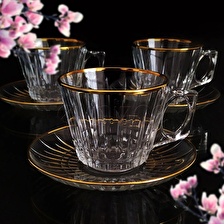 Paşabahçe 97302 Vela Lizbon Kesme Dekor Çay ve Nescafe Fincan Takımı-6 Kişilik