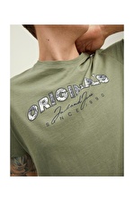 Jack & Jones 12205787_Jorbloomer Branding Tee Bisiklet Yaka Standart Kalıp Baskılı Yeşil Erkek T-Sh
