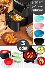 3lü Airfryer Silikon Pişirme Kalıbı Hava Fritözü Renkli Yuvarlak Tüm Modellere Uyumlu BPA Free
