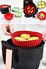 3lü Airfryer Silikon Pişirme Kalıbı Hava Fritözü Renkli Yuvarlak Tüm Modellere Uyumlu BPA Free
