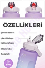 Colorful 3lü Motivasyon Suluk Matara Figürlü Pipetli Taşınabilir Su Şişesi Seyahat Spor Matarası