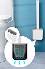 Beyaz Silikon Klozet Fırçası Banyo Tuvalet Wc Küvet Temizleme Fırçası Duvara Monte Seti
