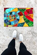Dijital Baskı Çok Renkli Dış ve İç Mekan Kırık Mozaik Desen Kapı Paspası