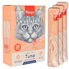 Wanpy Tuna Somon - Ton Balıklı Krema Yetişkin Kedi Ödülü 25x14 g 2'li 
