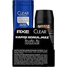 Axe Deodorant Body Spray Dark Temptation 150 Ml + Clear Men Şampuan Cool Sport Menthol 180 Ml