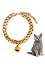 Metal Ayarlanabilir Zincir Kararmaz Zilli Gold 28 Cm Lüx Kedi Ve Küçük Irk Köpek Kolye Tasması