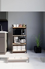 Morpanya Kitchen Metal Mutfak Rafı Malzeme Dolabı 4 Raflı Mikrodalga Fırın Rafı Çok Amaçlı Dolap Raf