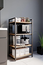 Morpanya Kitchen Metal Mutfak Rafı Malzeme Dolabı 4 Raflı Mikrodalga Fırın Rafı Çok Amaçlı Dolap Raf