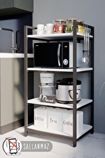 Morpanya Kitchen Metal Mutfak Rafı Malzeme Dolabı 4 Raflı Mikrodalga Fırın Rafı Çok Amaçlı Dolap Raf