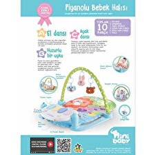 Ninibaby Piyanolu Oyun Halısı Bebek Halısı Mavi