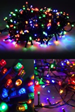 Rengarenk Yılbaşı Çam Ağacı Işığı 5 Metre Fişli Led Rgb Lambaları Işık Butonlu