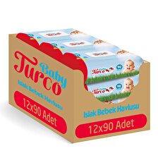 Baby Turco Alkolsüz 12 x 90 Yaprak 12 Paket Islak Mendil