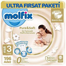 Molfix Pure Soft Ultra Avantaj Bebek Bezi 3 Beden 98X2 196'lı