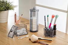 3'lü Organizer Set Makyaj Malzemesi Düzenleyici (Pamukluk-Fırçalık-Kalem-Ruj)